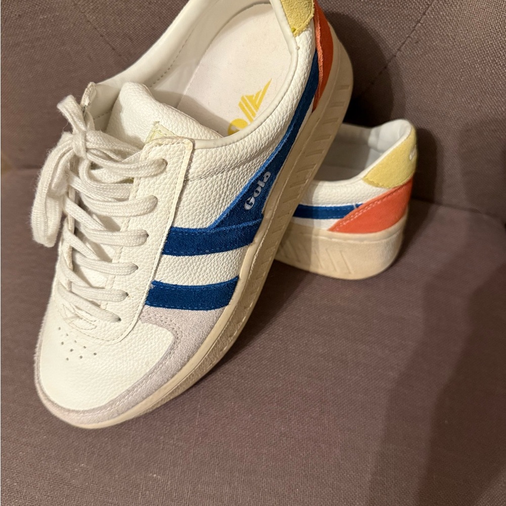 Gola Grandslam Trident- White, blue, orange and yellow Sneakers.